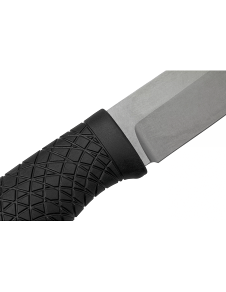 Böker Bronco Knife 121504 11.3cm steel blade black TPE handle + leather sheath with fire starter