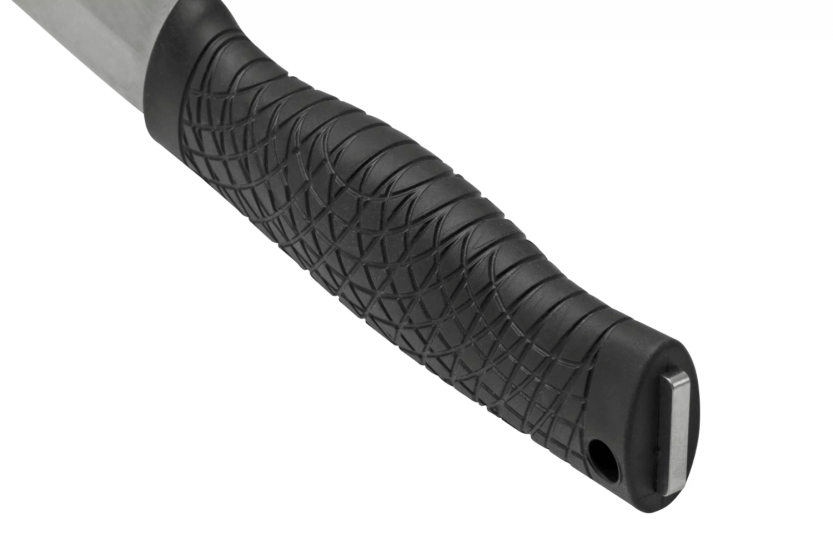 Böker Bronco Knife 121504 11,3 cm stålblad sort TPE-håndtag + læderskede med ildstarter