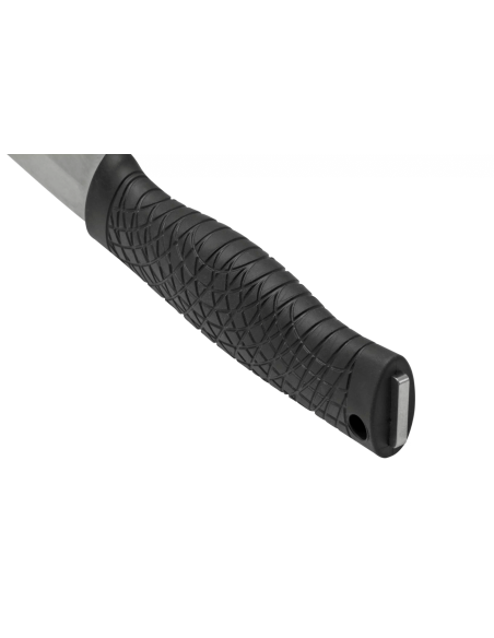 Böker Bronco Knife 121504 11,3cm stålblad svart TPE-handtag + läderslida med eldstartare