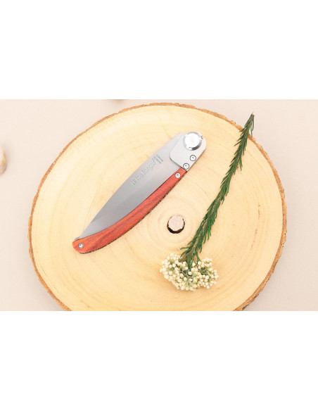 Le Coq Français Tropical Red Heart folding knife with red wooden handle 11.5cm + case