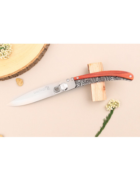 Le Coq Français Tropical Red Heart folding knife with red wooden handle 11.5cm + case