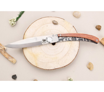 Le Coq Français Navaja plegable Forêt 11.5cm mango madera violeta + estuche 2