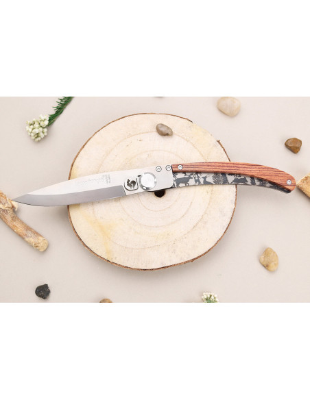 Le Coq Français Forêt foldekniv 11,5 cm violet træhåndtag + skede