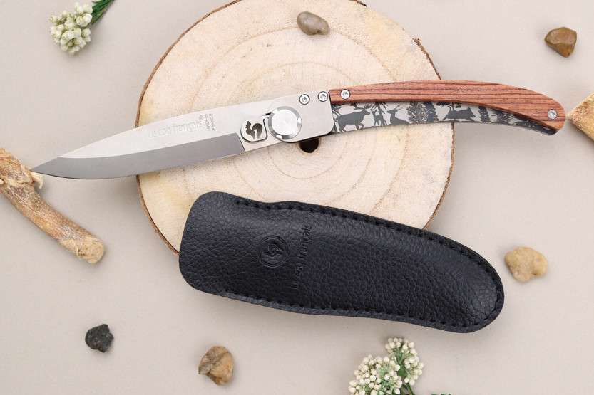 Le Coq Français Forêt taittoveitsi 11.5cm violetti puukahva + tuppi
