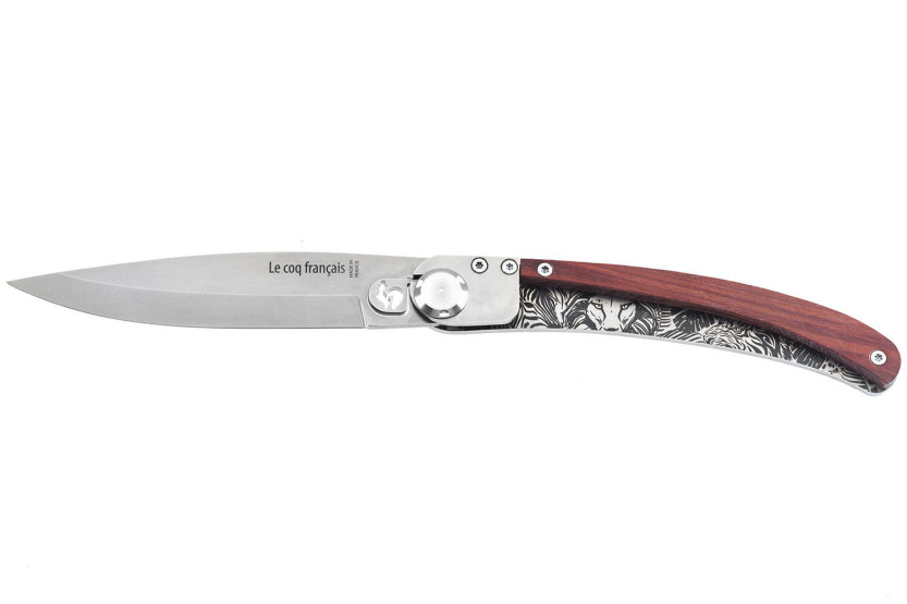Le Coq Français Navaja Safari Corazón Rojo mango de madera rojo 11.5cm + funda