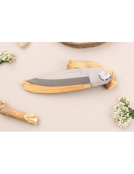 Faca dobrável Le Coq Français Nautic com cabo em madeira de oliveira 11,5 cm + bainha