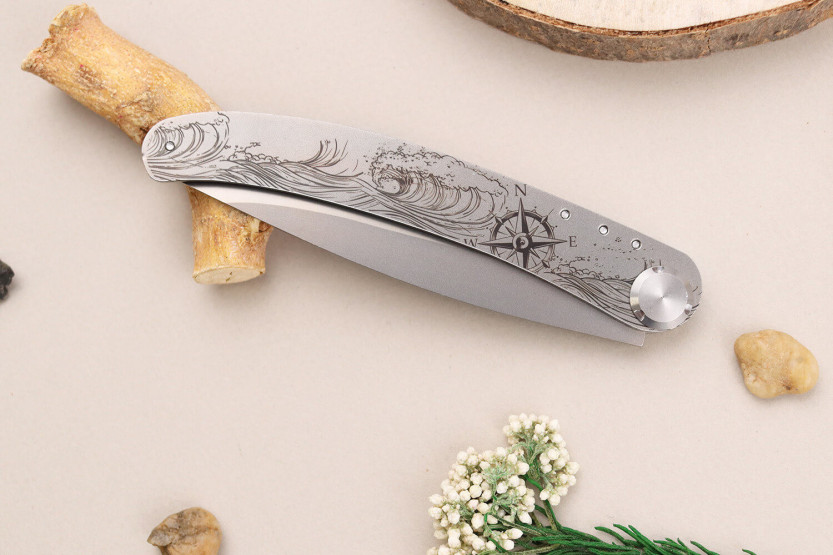 Le Coq Français Nautic foldekniv 11,5 cm håndtag i oliventræ + skede