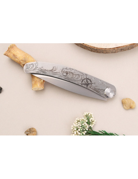 Klappmesser Le Coq Français Nautic handgefertigt Griff aus Olivenholz 11,5cm + Etui