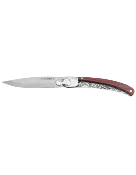 Le Coq Français Tokyo foldekniv Red Heart håndlaget rødt trehåndtak 11,5 cm + etui
