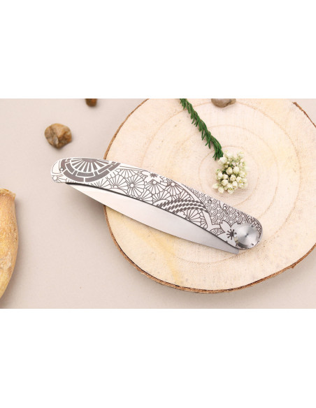 Le Coq Français Tokyo foldekniv Red Heart håndlavet rødt træhåndtag 11,5 cm + etui