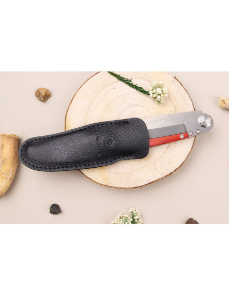 Le Coq Français Tokyo foldekniv Red Heart håndlavet rødt træhåndtag 11,5 cm + etui