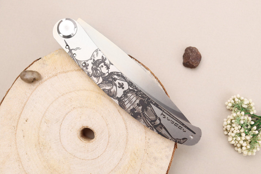 Le Coq Français Jeanne d'Arc folding knife 11.5cm olive wood handle + sheath