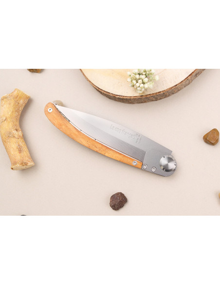 Le Coq Français Paris folding knife 11.5cm olive wood handle + case
