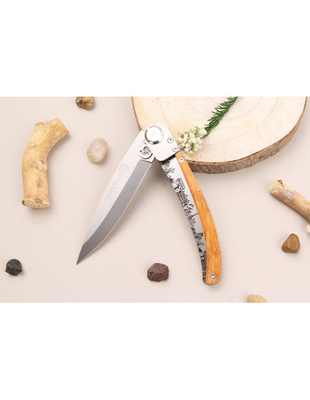 Le Coq Français Paris folding knife 11.5cm olive wood handle + case