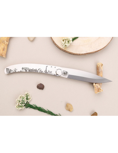 Klappmesser Le Coq Français Paris handgefertigt mit Griff aus Olivenholz 11,5cm + Etui