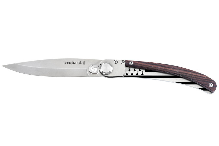 Cuchillo plegable Le Coq Français Brittany 11.5cm mango de madera violeta + funda