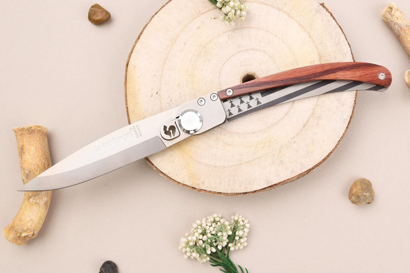 Klappmesser Le Coq Français Bretagne handgefertigt aus Veilchenholzgriff 11,5cm + Etui
