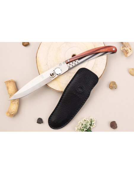 Cuchillo plegable Le Coq Français Brittany 11.5cm mango de madera violeta + funda