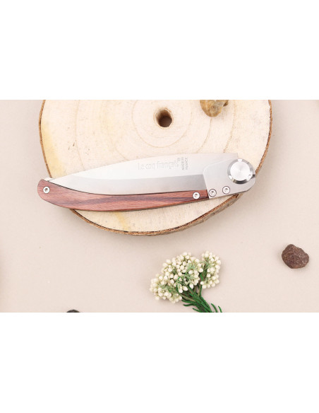 Cuchillo plegable Le Coq Français Brittany 11.5cm mango de madera violeta + funda