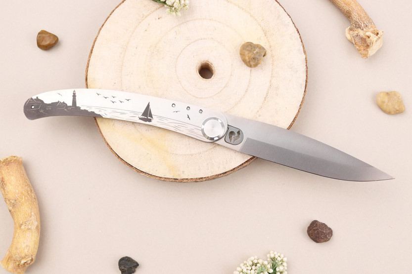 Klappmesser Le Coq Français Bretagne handgefertigt aus Veilchenholzgriff 11,5cm + Etui