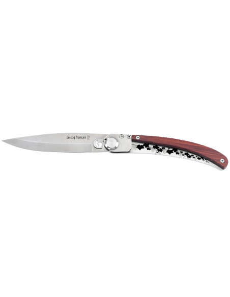 Folding knife Le Coq Français Bordeaux Red Heart artisanal red wooden handle 11,5cm + case