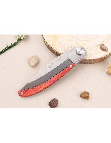 Folding knife Le Coq Français Bordeaux Red Heart artisanal red wooden handle 11,5cm + case
