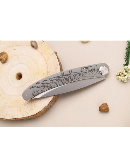 Foldekniv Le Coq Français Bordeaux Red Heart håndværksmæssig rød træhåndtag 11,5cm + etui