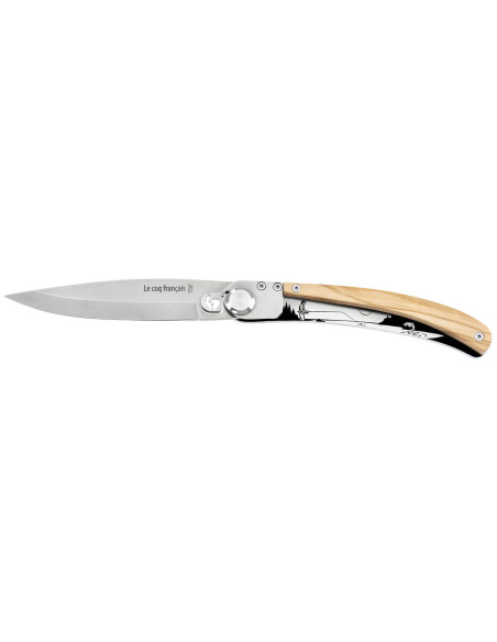 Klappmesser Le Coq Français Rivière handgefertigt Griff aus Olivenholz 11,5cm + Etui