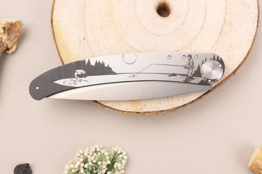 Le Coq Français Rivière foldekniv 11,5 cm håndtak i oliventre + slire