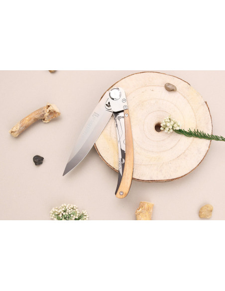 Le Coq Français Rivière folding knife 11.5cm olive wood handle + sheath
