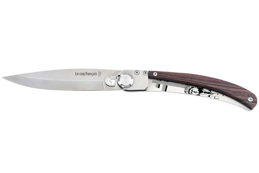 Le Coq Français Charles de Gaulle folding knife 11.5cm violet wood handle + case