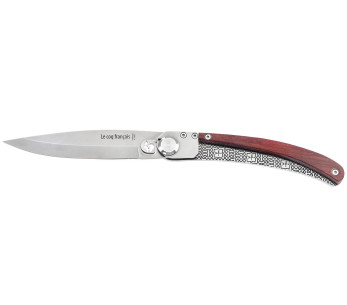 Le Coq Français Charlemagne Red Heart vouwmes 11,5cm rood houten handvat + schede