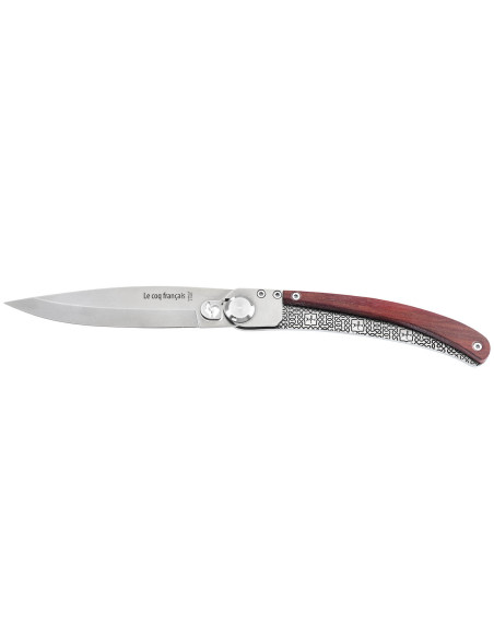 Le Coq Français Charlemagne Red Heart foldekniv 11,5 cm rødt trehåndtak + slire