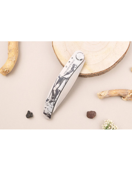 Le Coq Français Vercingétorix fällkniv 11,5cm violett trähandtag + slida