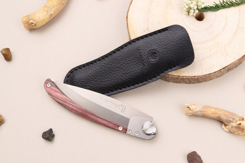 Le Coq Français Vercingétorix foldekniv 11,5 cm violet træhåndtag + skede