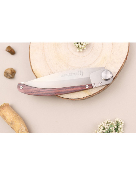 Le Coq Français Vercingétorix foldekniv 11,5 cm violet træhåndtag + skede