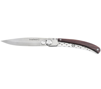 Le Coq Français Napoléon I coltello pieghevole 11,5 cm manico in legno viola + fodero