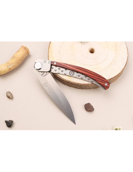 Le Coq Français Napoléon I foldekniv 11,5 cm violet træhåndtag + etui