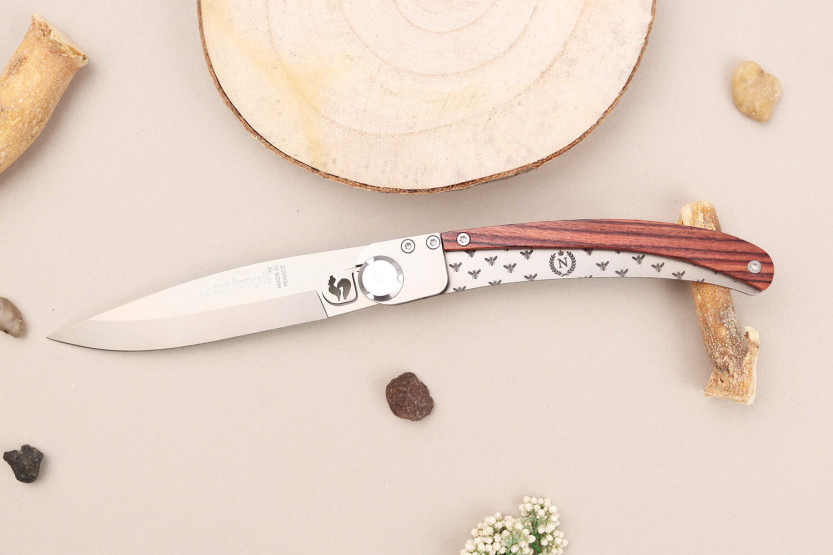 Le Coq Français Napoléon I fällkniv 11,5cm violett trähandtag + fodral