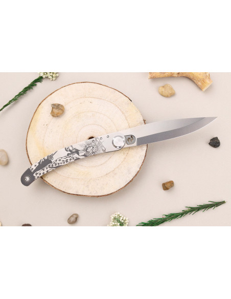 Le Coq Français Louis XIV foldekniv 11,5 cm håndtag i oliventræ + etui