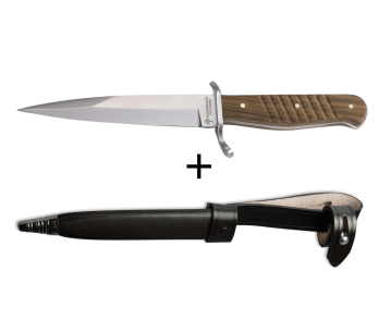 Böker Trench Knife hiiliteräksestä valmistettu terä 14,4cm saksanpähkinä kahva + nahkatuppi