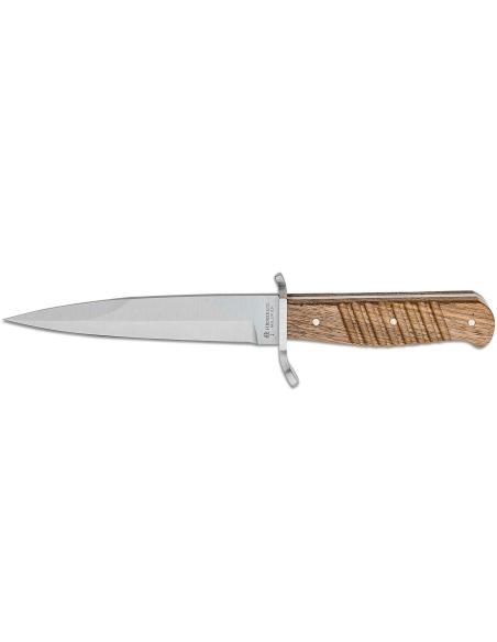 Böker Trench Knife blad i kolstål 14,4cm handtag i valnöt + läderslida