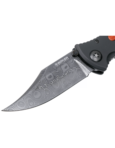 Böker Kalashnikov Bayonet Damascus coltello pieghevole 11KAL48DAM alluminio e legno di ferro nero/manico in legno 13cm