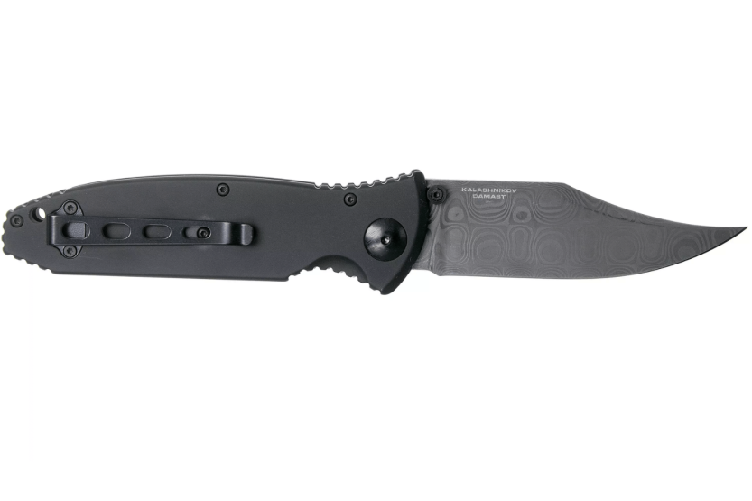 Böker Kalashnikov bajonet Damascus vouwmes 11KAL48DAM zwart/hout aluminium en ijzerhout handvat 13cm