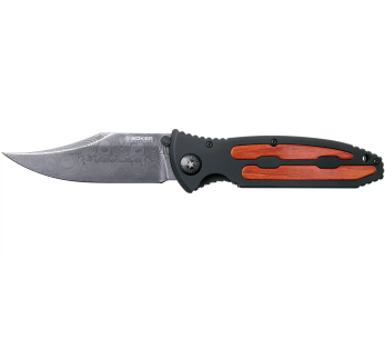 Böker Kalashnikov bajonet Damascus vouwmes 11KAL48DAM zwart/hout aluminium en ijzerhout handvat 13cm