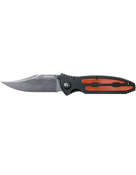 Böker Kalashnikov Bayonet Damascus coltello pieghevole 11KAL48DAM alluminio e legno di ferro nero/manico in legno 13cm