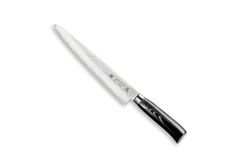 Coltello giapponese Tamahagane Tsubame con lama martellata 24 cm in acciaio VG5