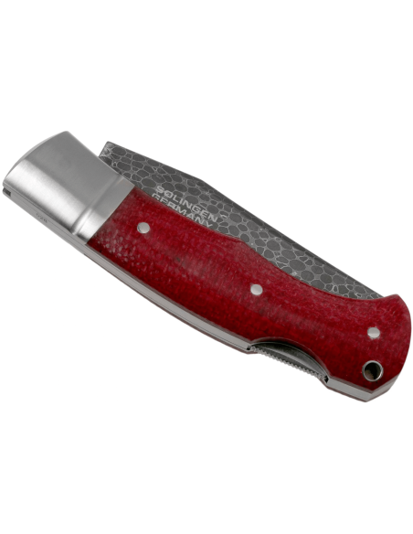 111025DAM Böker Boxer Damascus coltello pieghevole bordeaux manico in micarta 10,3cm