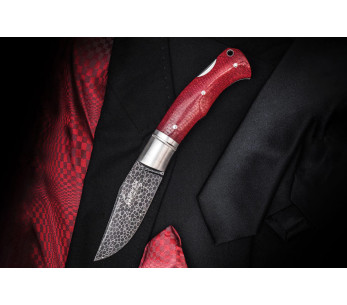 Böker Boxer Damaskus fällkniv 111025DAM vinrött micarta handtag 10,3cm 2