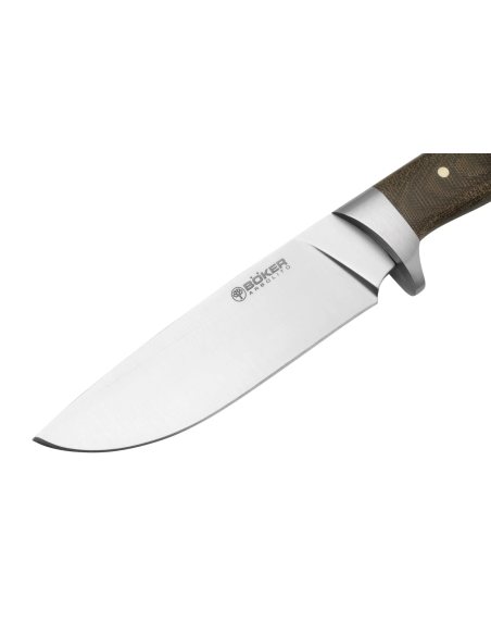 Böker Arbolito Hunter Knife 02BA351M 12 cm stålblad grønt micartahåndtag + sort læderskede